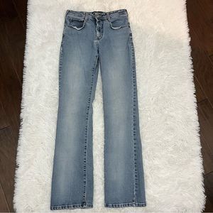 Y2K Express Stretch Fit & Flare Denim Blue Jeans Size 7/8 Long